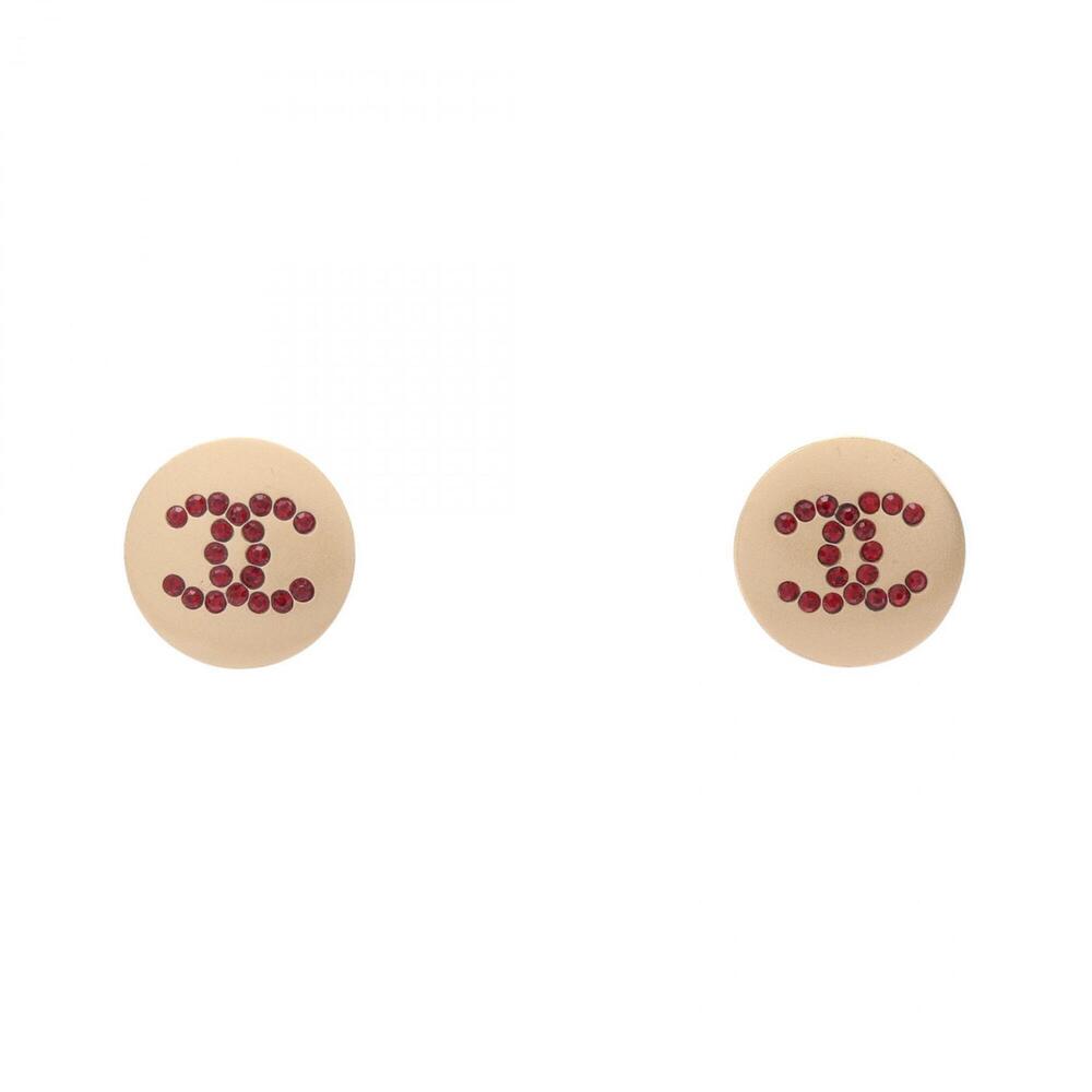CHANEL Red Logo Earrings